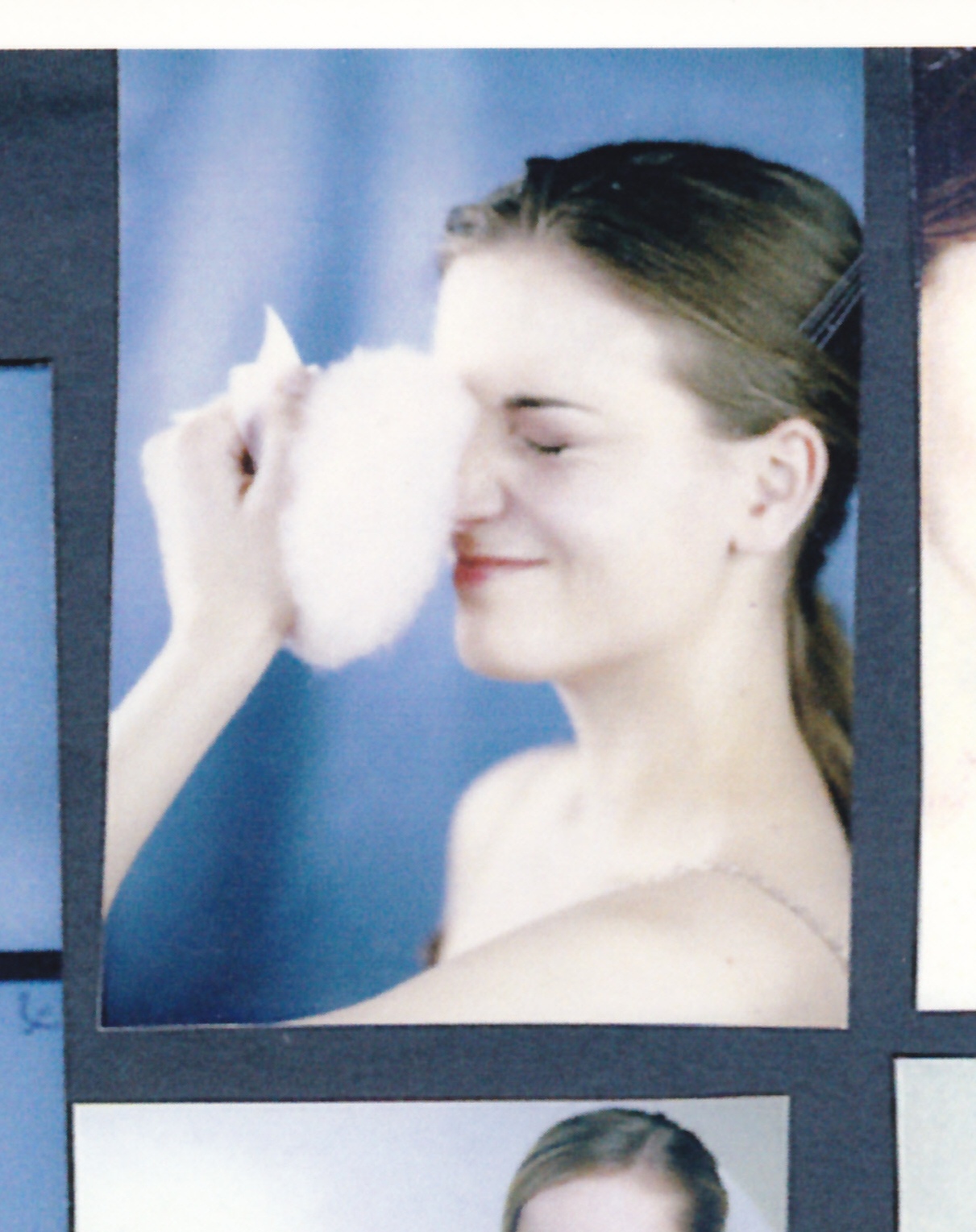 Kelly gently tending to her skin, a quiet moment of care